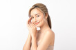 © Shutter B - Happy beautiful young asian woman clean fresh bare skin concept. Asian girl beauty face skincare and health wellness, Facial treatment, Perfect skin, Natural make up. Isolated on white background.