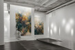 a walk through the art exhibit. Art gallery without people in minimalist style. AI generated