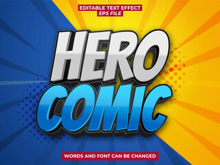 Wall Mural - hero comic text effect, font editable, typography, 3d text. vector template