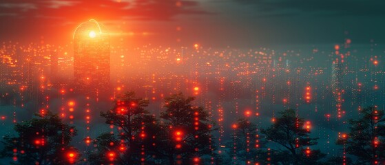 Poster - The concept of smart cities and communication networks using 5G technology, and the Internet of Things (IoT), as well as telecommunications.