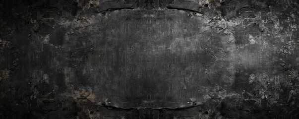 Sticker - Black anthracite stone concrete texture background panorama banner long. Generative AI