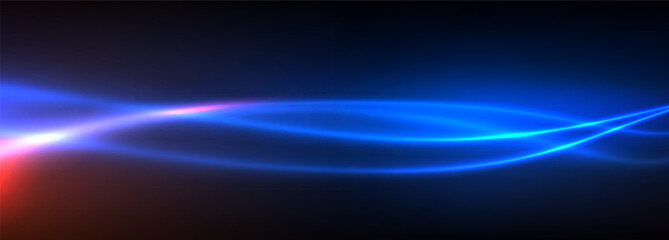 Wall Mural - futuristic neon light line trails. high speed effect dynamic neon stripe lights in motion. luminous 