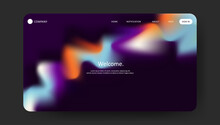 Abstract Futuristic Gradient Mesh Dark Design Of Landing Page. Retro Gradient Mesh Website Design