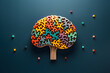 © Oksana - Colorful wooden puzzle of the human brain isolated on  blue background