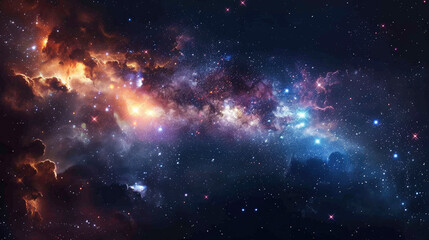 Wall Mural - a high quality background galaxy illustration with stardust and bright shining stars illuminating th