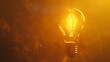 Incandescent Light Bulb Glowing Amidst Smoke
. An incandescent light bulb emits a warm glow, enveloped in swirling smoke, symbolizing ideas, energy, and creativity.
