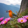 Bird with flower