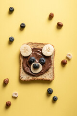 Wall Mural - Bear toast sandwich with nut butter