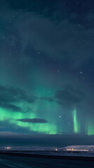 Wall Mural - northern lights aurora borealis lapland night landscape