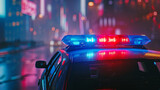 Fototapeta  - Police Car Lights at Night