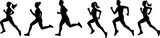 Fototapeta Pokój dzieciecy - people running silhouette set on white background, vector