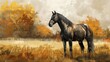 Autumn horse. Generative AI