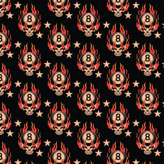 Wall Mural - burning billiard tattoo pattern vector design