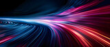 Fototapeta Perspektywa 3d - Abstract illustration depicting high-speed light trails in 3D, creating a dynamic and futuristic backdrop. The red and blue light motion trails convey a sense of fast movement and modern technology.