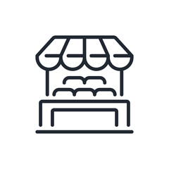 Wall Mural - Farmer's market stall editable stroke outline icon isolated on white background flat vector illustration. Pixel perfect. 64 x 64.