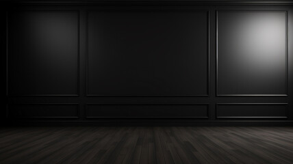 Wall Mural - Interior of classic black empty room with walls