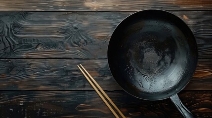 Poster - Wok and chopsticks. Generative AI