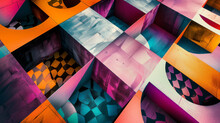 Vibrant Geometric Shapes Collage In Bold Colors
