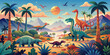 Set of colorful dinosaurs. Vector illustration group of color cartoon dinosaurs