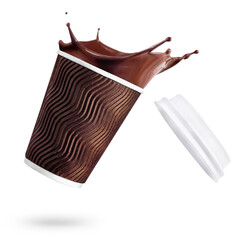 Poster - paper cup with splashing hot chocolate