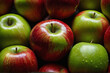 Red and green apples Background of ripe apples