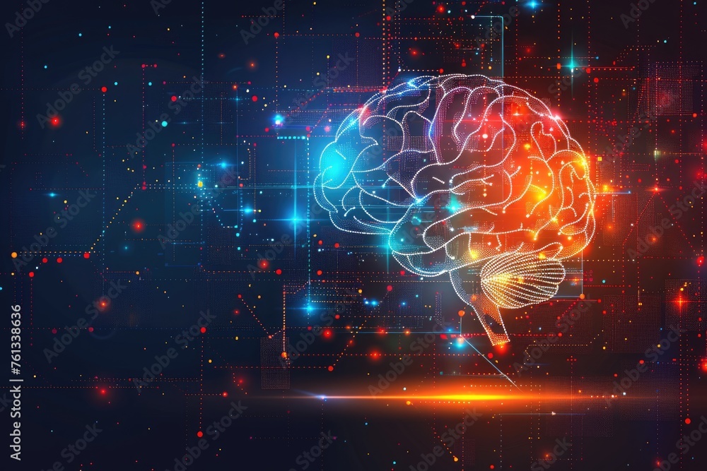 brain technology from artificial intelligence connection digital network professional photography