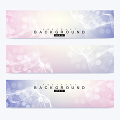 Wall Mural - scientific set of modern vector banners. dna molecule structure with connected lines and dots. scien
