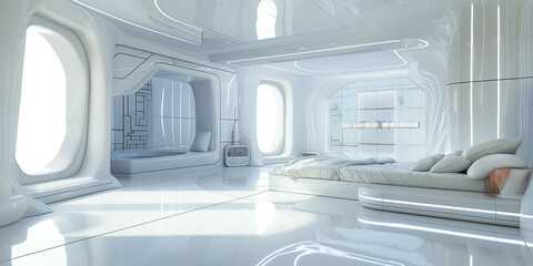 Sci fi white interior concept