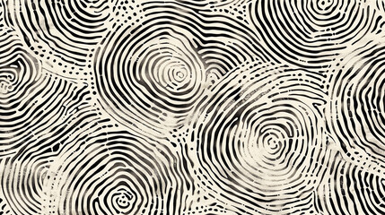 Wall Mural - black and white seamless fingerprint pattern. Generative Ai.