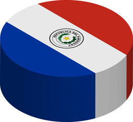 Paraguay flag - 3D isometric circle isolated on white background. Vector object.