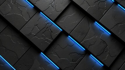 Wall Mural - Vibrant 3d abstract background in bright black and blue colors for design projects