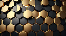 Abstract 3d Futuristic Gold Grey Hexagon Background  Glowing  Hexagonal Shape Texture Wall 