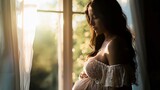 Fototapeta Las - Intimate Maternity Window Portrait