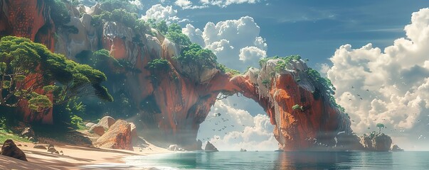 Wall Mural - Arch formation in a wild beach