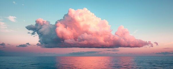 Wall Mural - Pink cloud floating above the sea