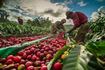 Coffee Picking Season: Workers in Action in the Fields