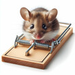 mouse in mousetrap mousetrap, trap, mouse, danger, risk, rat, money, catch, finance, rodent, pest, Ai generated 