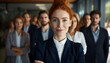 © Andrii IURLOV - Smiling business woman leader standing in office at team meeting, woman standing in office with work colleagues. Confident woman in formal wear stands at her workplace.