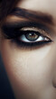 Close-up of golden smokey eye makeup