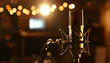 Close-up microphone in a recording studio