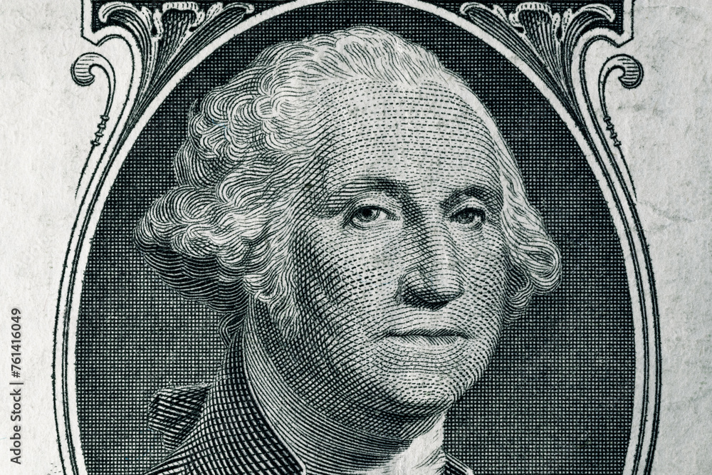 Stock-Foto „George Washington face in the frame on a one dollar bill ...