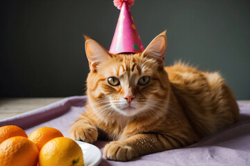 Wall Mural - orange cat animal birthday