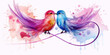 © kalab - Two watercolor birds with infinity symbol, love birds ???????????????