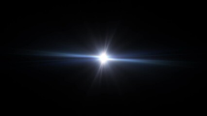 Wall Mural - abstract center blue optical lens flares shine light animation art on black abstract background. lig