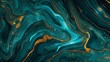 Teal and Gold Marble Abstract