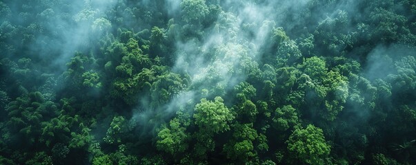 Wall Mural - Breath-taking Aerial Photograph of the Jungle. Atmospheric Wilderness Photo. Nature Background.