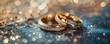 closeup of golden wedding rings