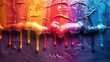 Colorful paint dripping on the wall.