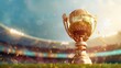 Cricket championship Trophy, world cup trophy, Cricket stadium background Generative ai  attractive look