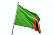 Waving flag of Zambia in white background. Zambia flag for independence day. The symbol of the state on wavy fabric.